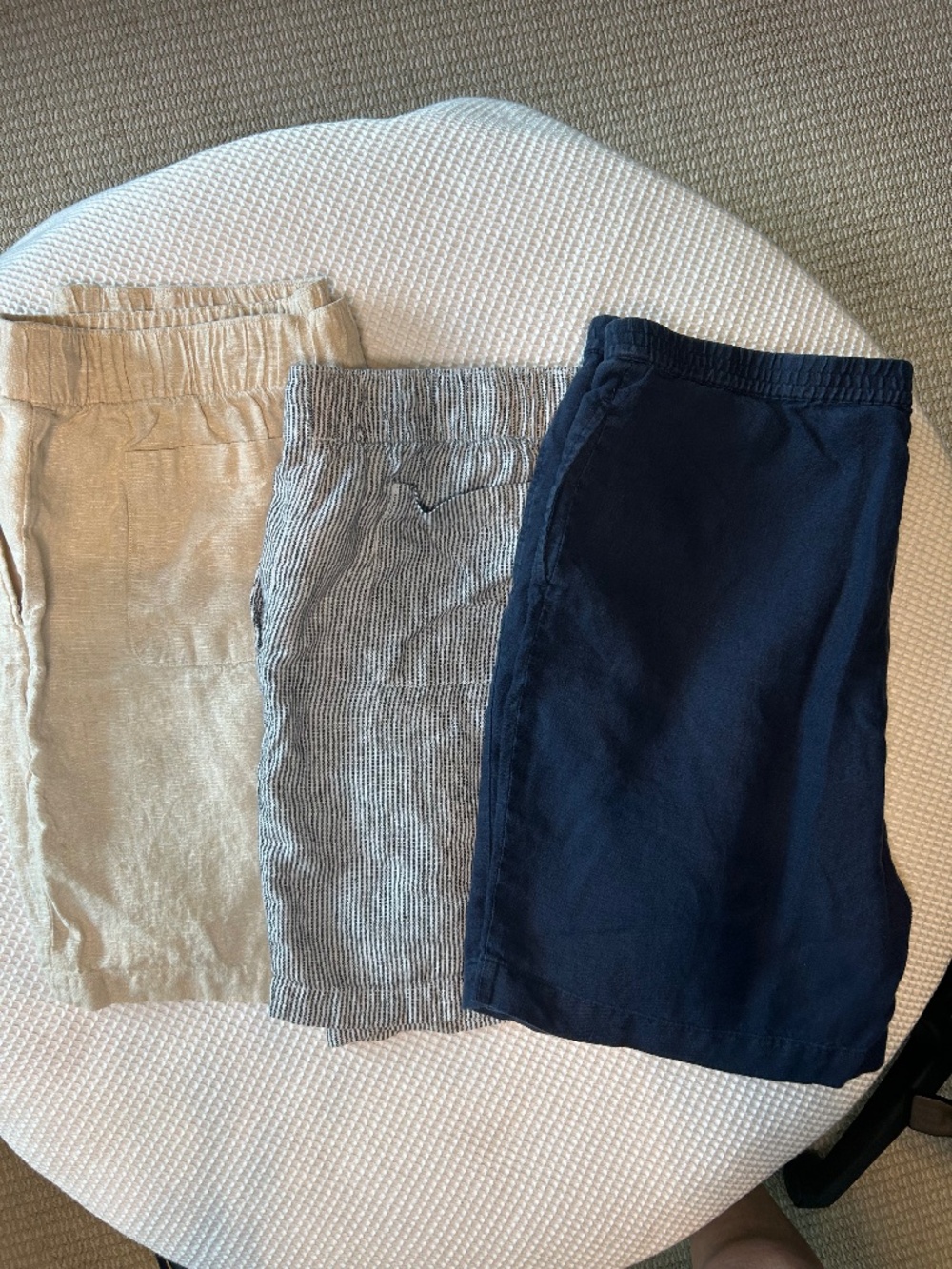 Linen short bundle (2 )Land's End (1) J.Jill XL/18 Navy, striped, Natural